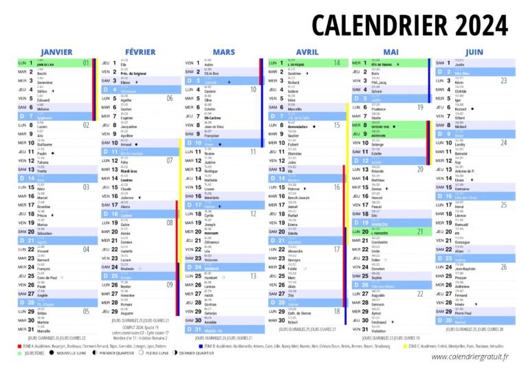 calendrier avec jours ouvres surlignes