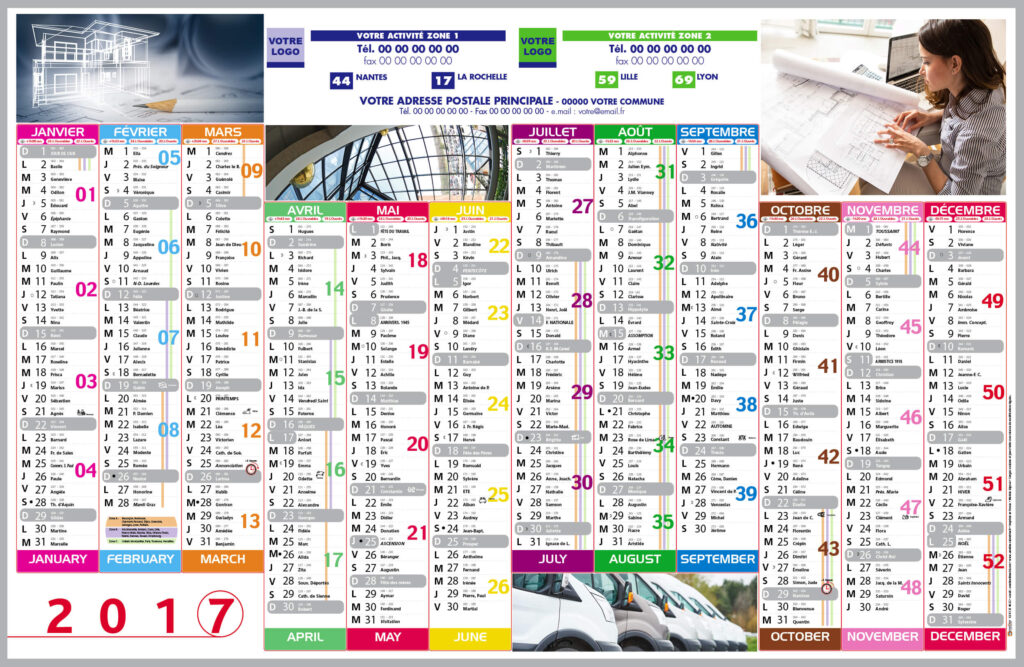 calendrier illustrant une semaine de transport