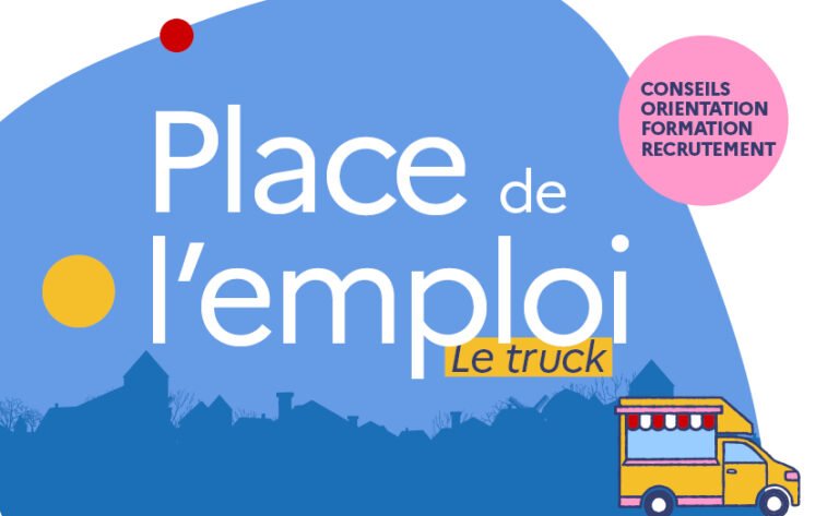 camion professionnel et logo pole emploi lumineux