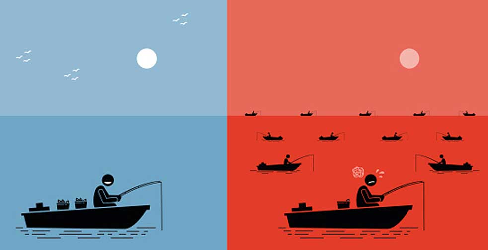 comparaison visuelle des oceans rouges et bleus