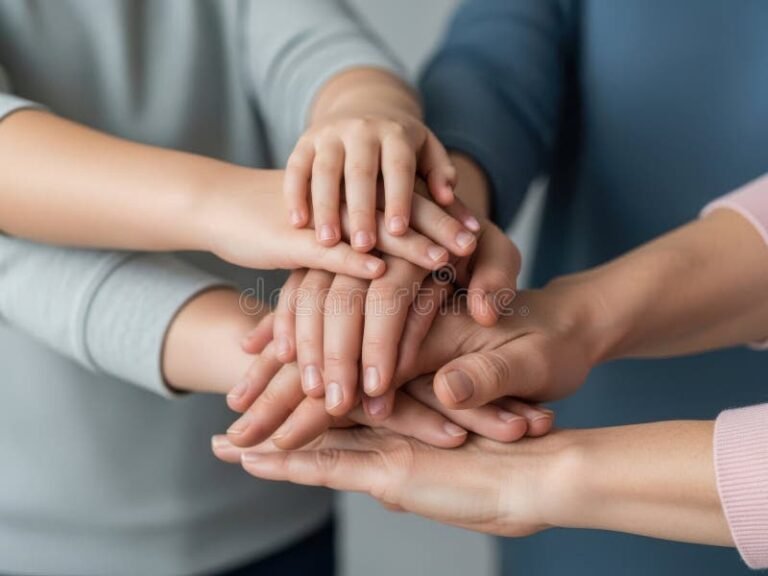 des mains unies symbolisant la solidarite sociale