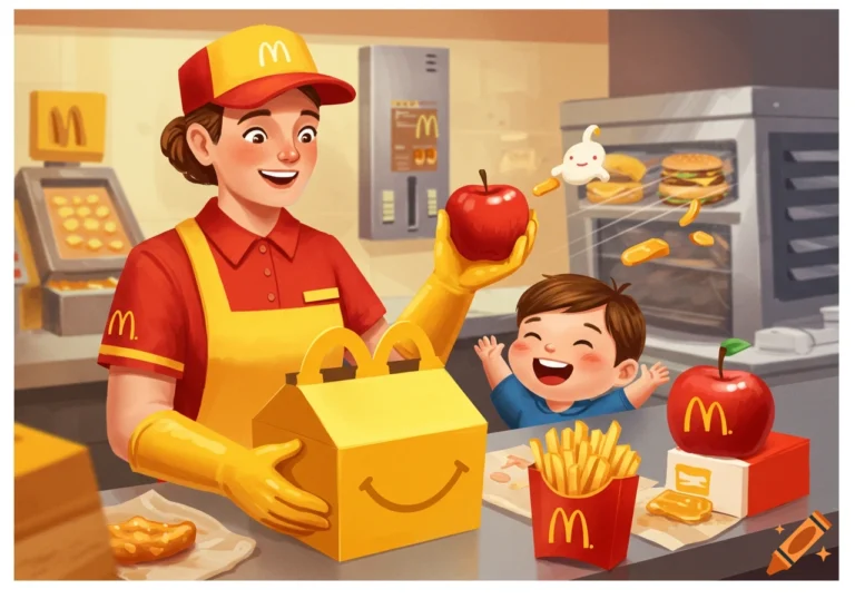 jeune employe souriant en uniforme mcdonalds