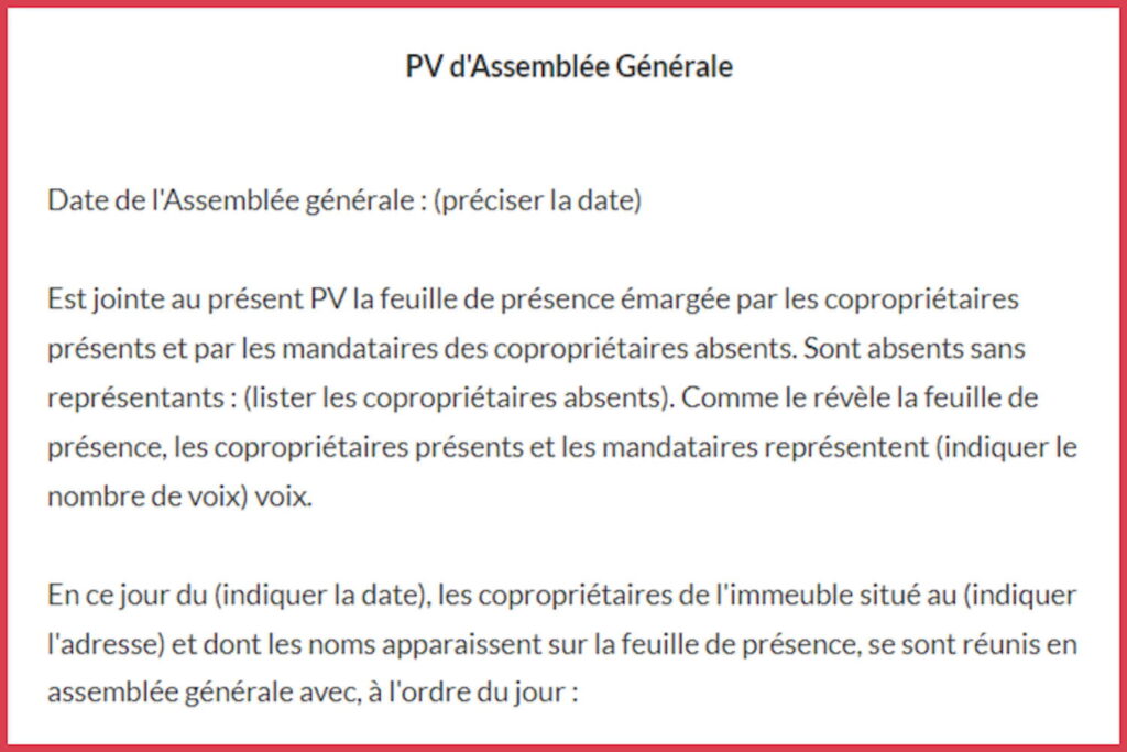 Quel modèle de PV pour une assemblée générale de SCI au format Word