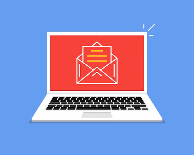 ordinateur avec un email ouvert a lecran