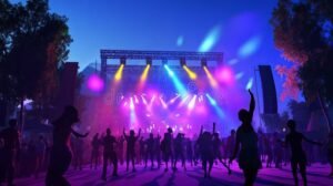 scene de concert en plein air animee