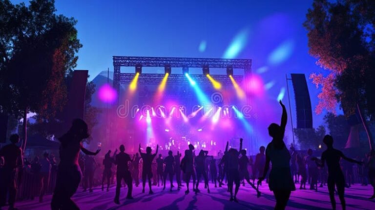 scene de concert en plein air animee