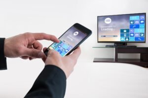 smartphone et televiseur connectes sans fil