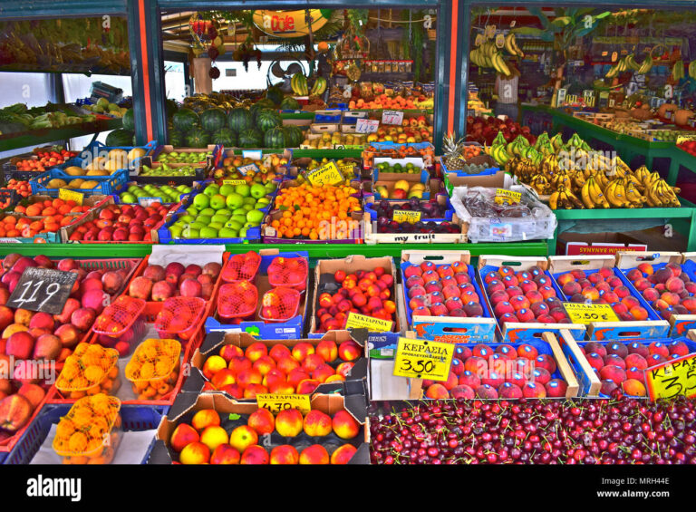 un marche colore de fruits et legumes