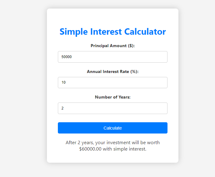 un simulateur de calcul dinterets sur ecran