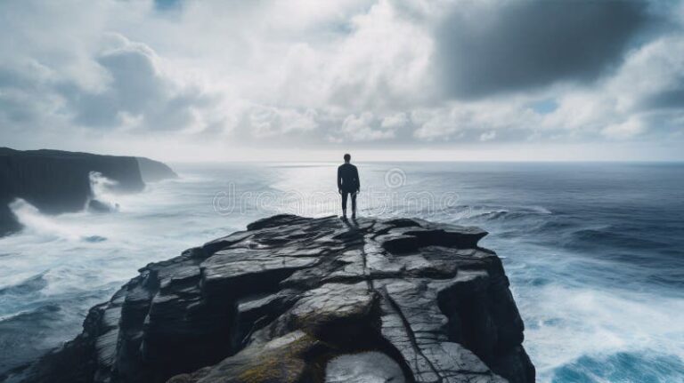 une personne reflechissant en regardant un horizon